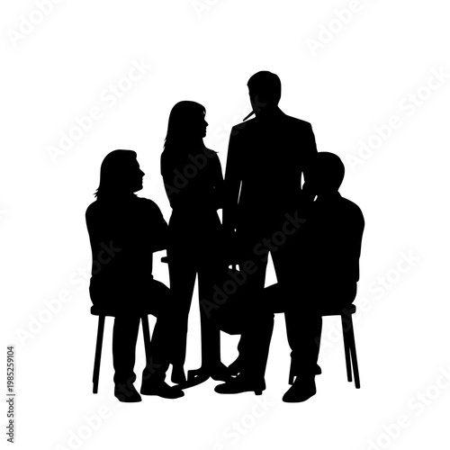 Silhouette of a Group of People Talking and Sitting Together
