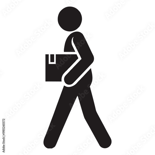 SILHOUETTE OF PACKAGE COURIER WITH WHITE BACKGROUND