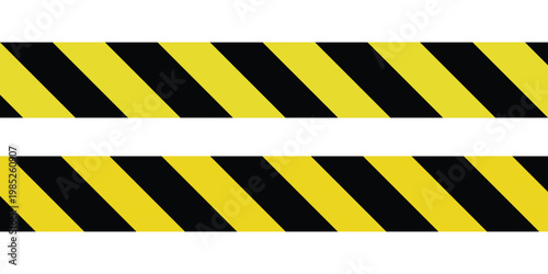 Warning tape with yellow and black diagonal stripes. Warn stop seamless line. Safety stripe warning caution hazard danger road vector sign symbol. Warning stripe icons vector illustration. Eps10