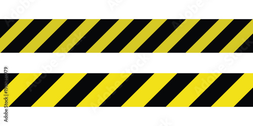 Black and yellow barricade tape vector set. Barricade tape concept of caution for danger area, construction site, warning, police check box, do not entry etc. Warning  stripe vector illustration. 