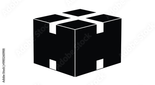 Cardboard box icon, delivery package symbol, shipping container, parcel box, vector illustration