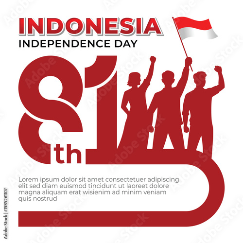 81th Anniversary Indonesia Independence Day. Dirgahayu indonesia. (translation: Indonesian independence). Illustration for Banner and poster