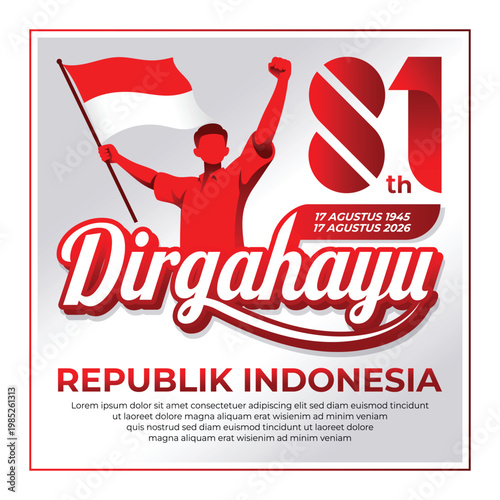 81th Indonesia logo. Independence Day of the Republic Indonesia 2026. (translation: Indonesian independence)