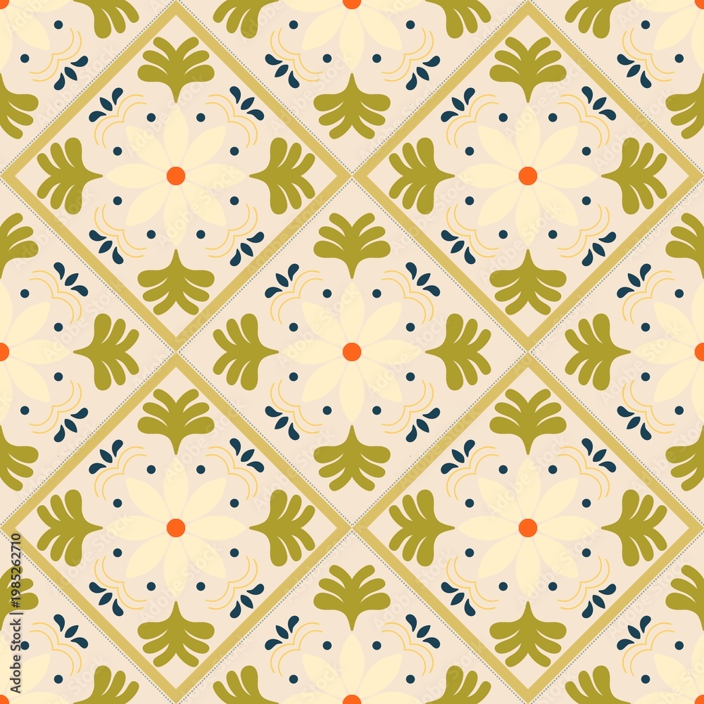 Fototapeta premium Organic Botanical Geometric Pattern for Eco-friendly Decor