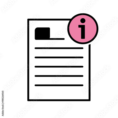 Information Document Icon with Pink Info Symbol
