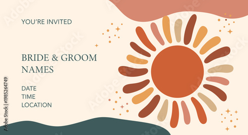 Vibrant Orange Sun Invitation Card Design.
