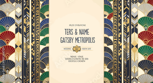 Vintage Art Deco Fan Design Pattern.