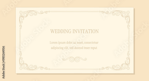 Wedding Invitation Card Design Template Closeup.