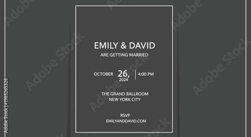 Wedding invitation card with names.