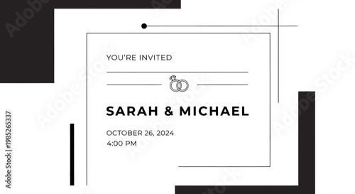 Wedding Invitation Card with Rings.