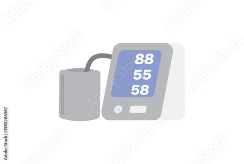 低血圧の数値を示す上腕式血圧計のシンプルなイラスト