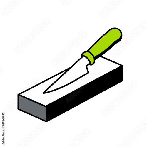 Knife on Sharpening Stone Isometric Icon