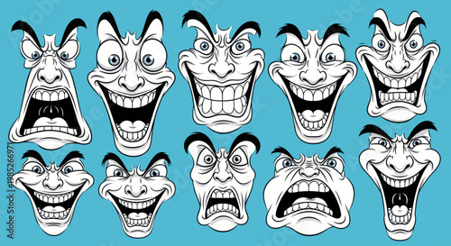 Collection of cartoon faces expressing different emotions