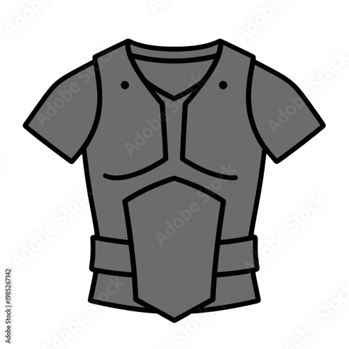 Knight Armor Vest Flat Icon with Black Outline