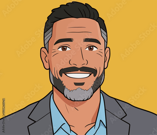 Senior Man with White Hair and Beard in Business Attire