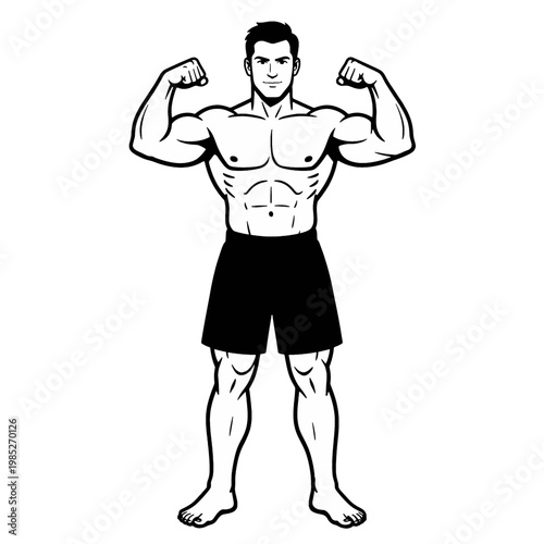 Muscular Man Flexing Biceps Flat Icon