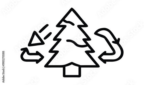 Stylized christmas tree with recycling symbols on a white background