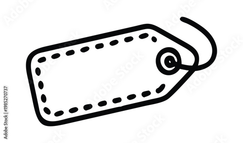 Hand drawn blank price tag with string for retail and shopping
