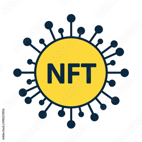 Nft Token Digital Asset Icon with Virus-Like Design