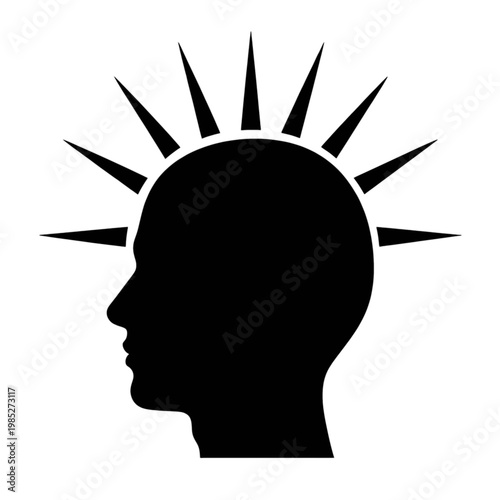 Profile Head Silhouette with Spiked Crown Icon