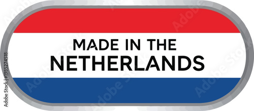 Made in the Netherlands badge with Dutch flag colors
