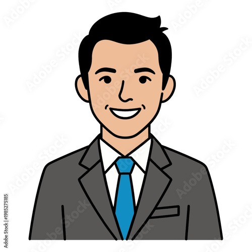 Smiling Businessman Wearing Suit and Tie Icon