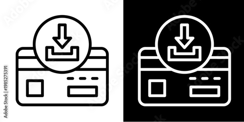 Card Download Icon Set White Style Collection