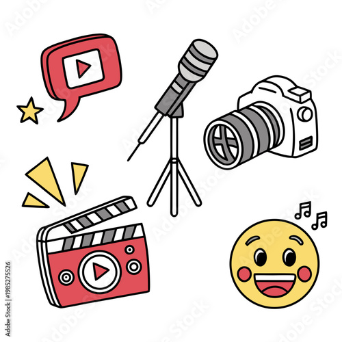 Production camera microphone clapperboard emoji