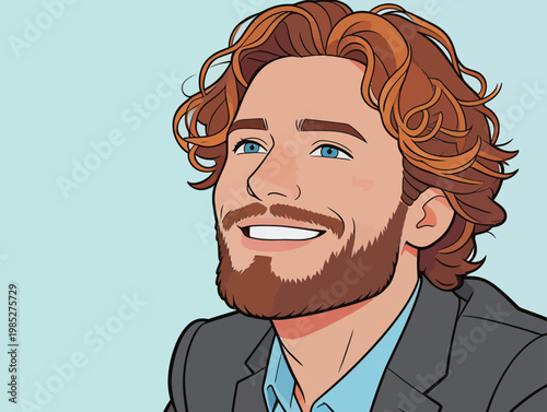 Portrait of a Young Man with Curly Hair in Hoodie