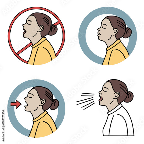 Proper sneezing and coughing postures woman health