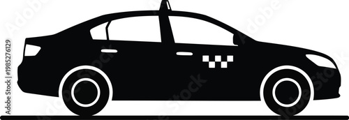 black taxi car silhouette with checkered sign on side