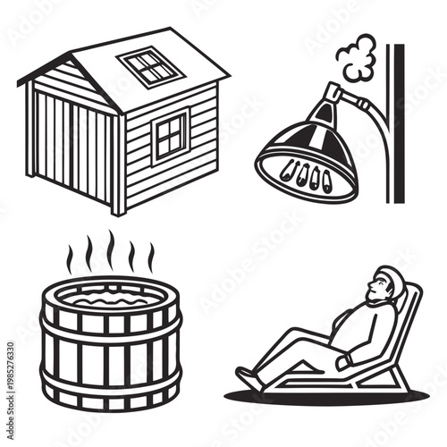 Sauna and hot tub relaxation wellness steam