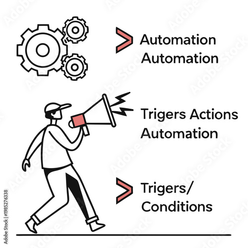 Automation and triggers infographic actions conditions gears