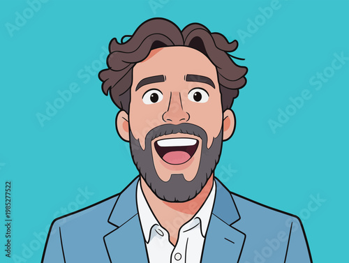 Handsome Man in Tuxedo Laughing Illustration