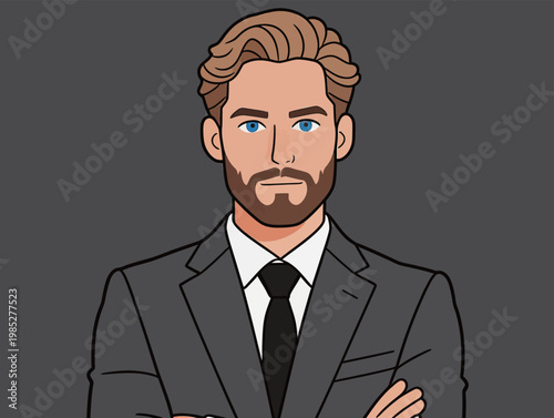 Stylish Smiling Middle - Aged Man Portrait Illustration