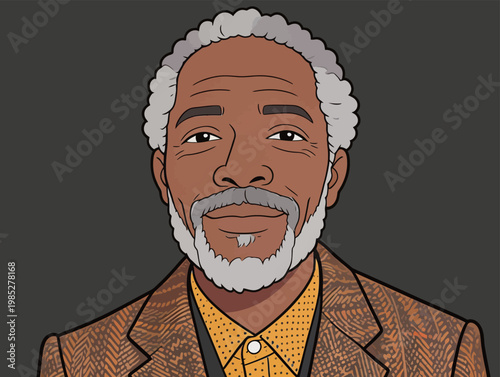 Illustrated Portrait of a Middle - Aged Man