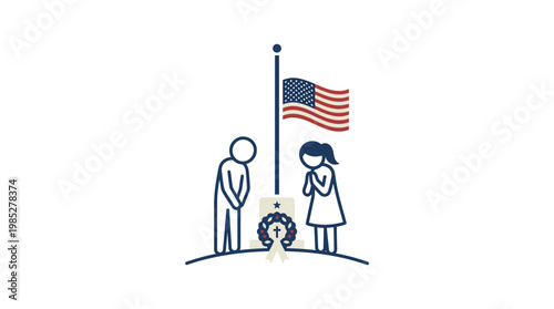 Memorial Day Tribute with Flag and Figures