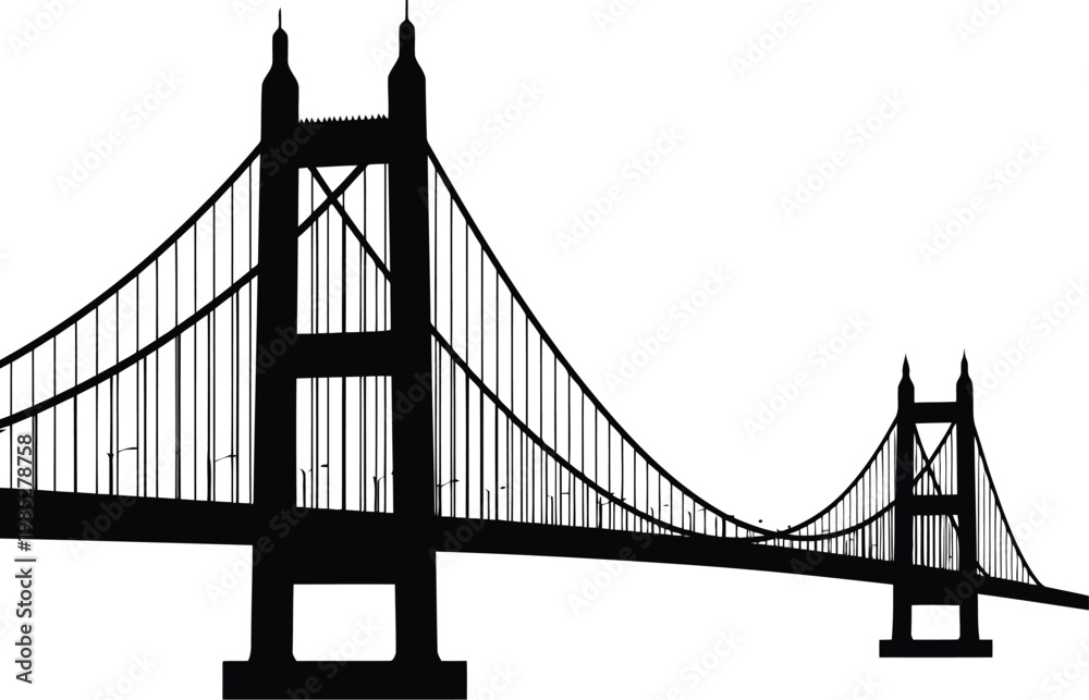 Obraz premium Clackmannanshire Bridge silhouette, iconic Scottish suspension bridge