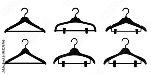 Clothes hanger icon set minimal outline collection