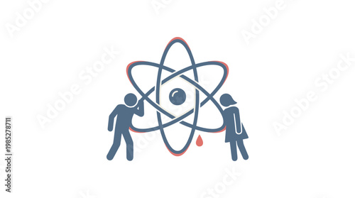 People Interacting with Atom Symbol Concept