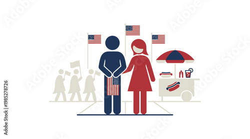 Couple Celebrating American Independence Day