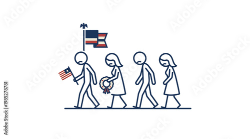 Solemn Procession with Wreath and Flag