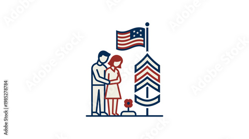 Memorial Day Couple Mourning at War Memorial