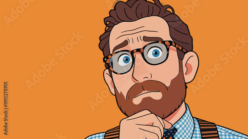 Young Teenage Boy with Curly Hair in Orange Hoodie