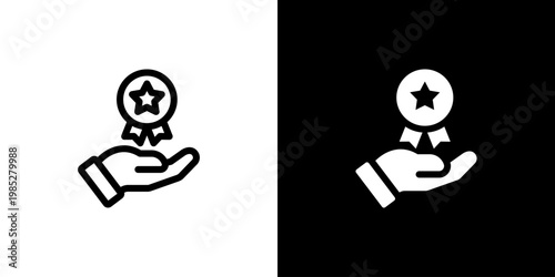 Achievement Award Star icon concept with flat Black White Background. Vector illustration.
