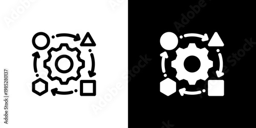 Adaptation Process icon concept with flat Black White Background. Vector illustration.