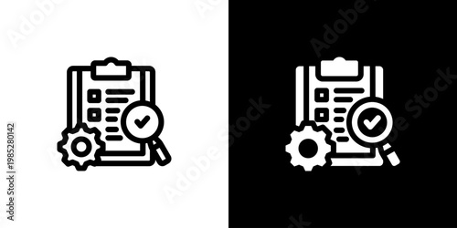 Evaluation Analysis icon concept with flat Black White Background. Vector illustration.