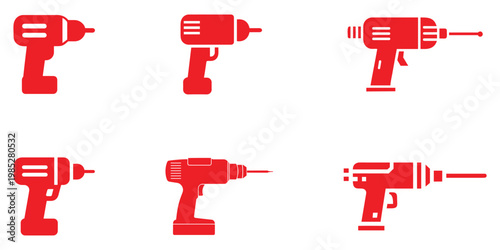 Electric drill machine vector icon, hand drill machine construction maintenance engineering tool vector art illustration