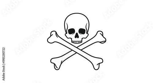 A black and white illustration of a skull and crossbones symbol