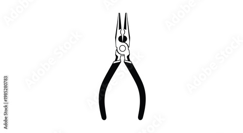 Black and white illustration of a pair of long nose pliers